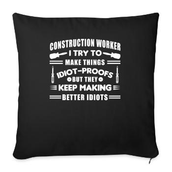 Conception de construction pour hommes Papa Ouvrier de la construction - Housse de coussin décorative 45 x 45 cm - noir - Devant