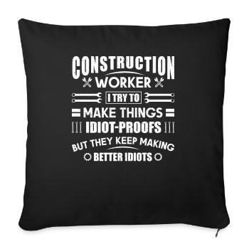 Conception de construction pour hommes Papa Ouvrier de la construction - Housse de coussin décorative 45 x 45 cm - noir - Devant