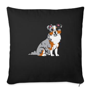 Miniature Australian Shepherd - Sofa pillowcase 17,3'' x 17,3'' (45 x 45 cm) - black - Front