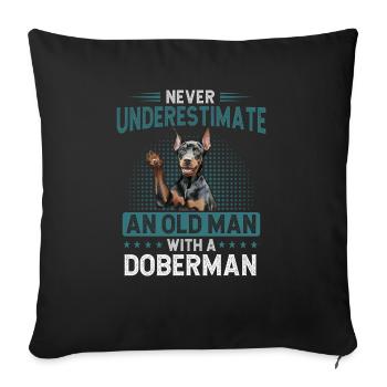 Doberman Pinscher Chien Dobie - Housse de coussin décorative 45 x 45 cm - noir - Devant