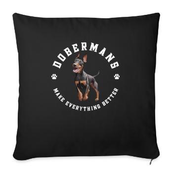 Doberman Pinscher Chien Dobie - Housse de coussin décorative 45 x 45 cm - noir - Devant