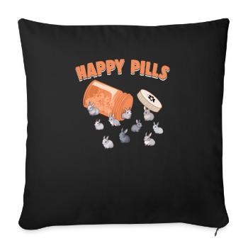 Happy Pills Netherland Dwarf Bunny Funny Rabbit - Housse de coussin décorative 45 x 45 cm - noir - Devant
