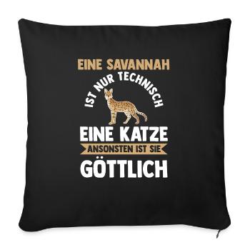 Savannah Katze - Sofakissenbezug 45 x 45 cm - Schwarz - Vorne