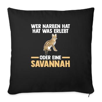 Savannah Katze - Sofakissenbezug 45 x 45 cm - Schwarz - Vorne