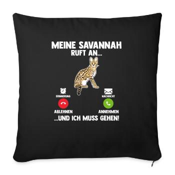 Savannah Katze - Sofakissenbezug 45 x 45 cm - Schwarz - Vorne