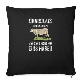 Charolais Rind I Frankreich Rinderzucht für - Sofakissenbezug 45 x 45 cm - Schwarz - Vorne