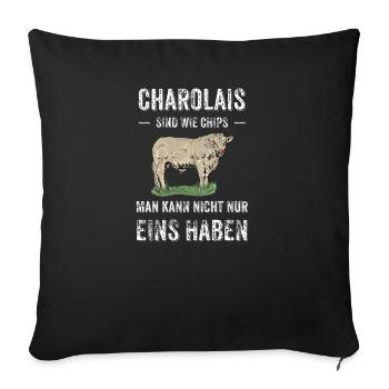 Charolais Rind I Frankreich Rinderzucht für - Sofakissenbezug 45 x 45 cm - Schwarz - Vorne