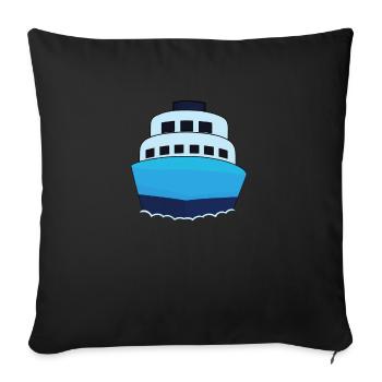 Design de bateau de croisière Bleu Minimaliste - Housse de coussin décorative 45 x 45 cm - noir - Devant
