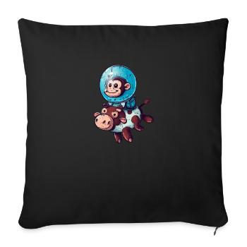 Singe sur Cow Rocket Shake Astronaute Cosmonaute - Housse de coussin décorative 45 x 45 cm - noir - Devant