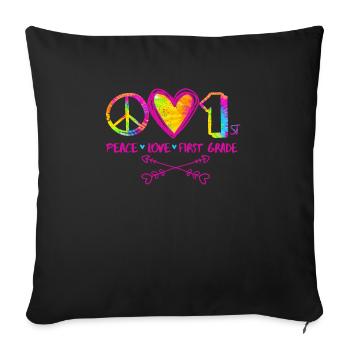 Tie-dye Peace Love And 1st Grade Cute Back School - Sofa pillowcase 17,3'' x 17,3'' (45 x 45 cm) - black - Front