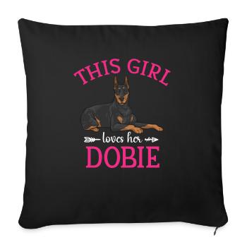 Doberman Pinscher Chien Dobie - Housse de coussin décorative 45 x 45 cm - noir - Devant