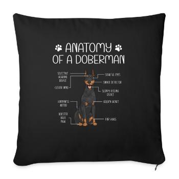 Doberman Pinscher Chien Dobie - Housse de coussin décorative 45 x 45 cm - noir - Devant