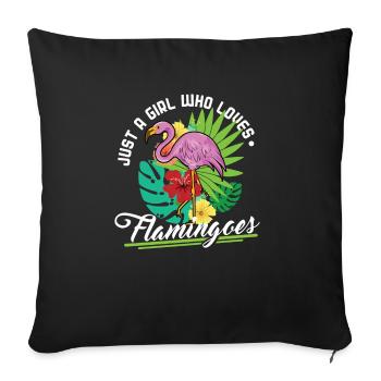 Flamingo Mädchen - Sofakissenbezug 45 x 45 cm - Schwarz - Vorne