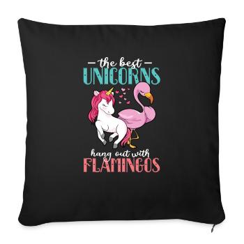Flamingo Einhorn - Sofakissenbezug 45 x 45 cm - Schwarz - Vorne
