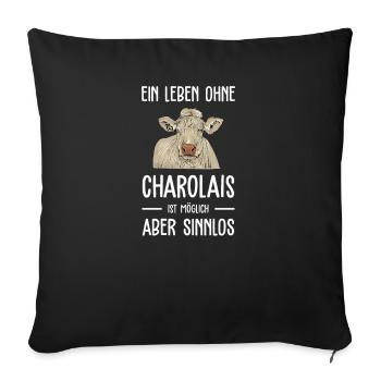 Charolais Rind I Frankreich Rinderzucht für - Sofakissenbezug 45 x 45 cm - Schwarz - Vorne
