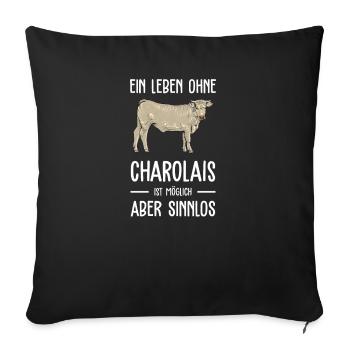 Charolais Rind I Frankreich Rinderzucht für - Sofakissenbezug 45 x 45 cm - Schwarz - Vorne