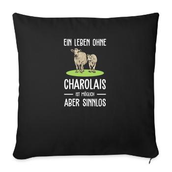 Charolais Rind I Frankreich Rinderzucht für - Sofakissenbezug 45 x 45 cm - Schwarz - Vorne