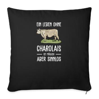 Charolais Rind I Frankreich Rinderzucht für - Sofakissenbezug 45 x 45 cm - Schwarz - Vorne