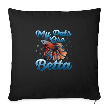 Mes animaux de compagnie sont Betta Aquarium Propriétaire de la pisciculture - Housse de coussin décorative 45 x 45 cm - noir - Devant