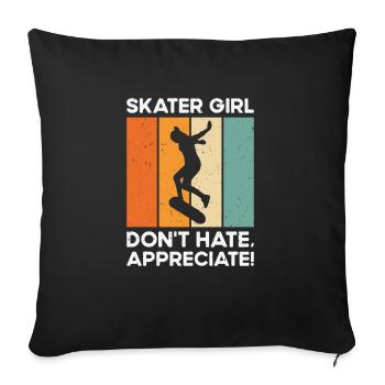 Journée internationale de la femme Skater Girl - Housse de coussin décorative 45 x 45 cm - noir - Devant
