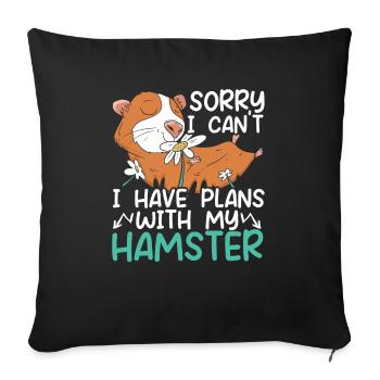 Hamster Lover Hamster Propriétaire Rodent Pet Hammy - Housse de coussin décorative 45 x 45 cm - noir - Devant