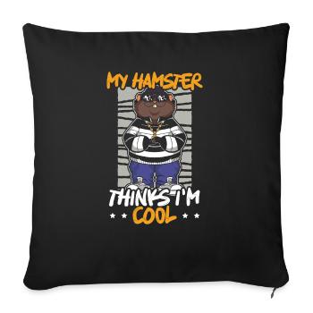 Hamster Lover Hamster Propriétaire Rodent Pet Hammy - Housse de coussin décorative 45 x 45 cm - noir - Devant
