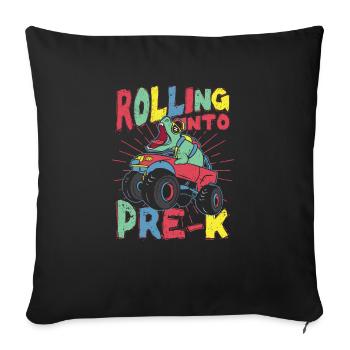 Rolling Into Pre-K Dinosaur Monster Truck T Rex - Sofa pillowcase 17,3'' x 17,3'' (45 x 45 cm) - black - Front