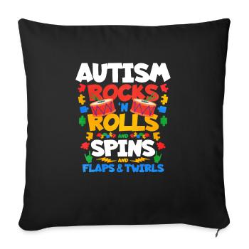 Cadeau autisme autisme - Housse de coussin décorative 45 x 45 cm - noir - Devant