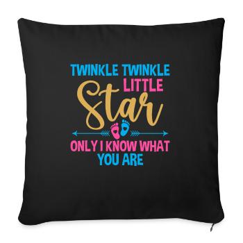 Fête de révélation de genre Baby Shower Little Star - Housse de coussin décorative 45 x 45 cm - noir - Devant