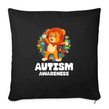 Cadeau autisme autisme - Housse de coussin décorative 45 x 45 cm - noir - Devant