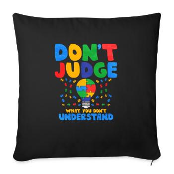 Cadeau autisme autisme - Housse de coussin décorative 45 x 45 cm - noir - Devant