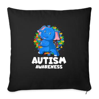 Cadeau autisme autisme - Housse de coussin décorative 45 x 45 cm - noir - Devant