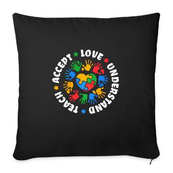 Cadeau autisme autisme - Housse de coussin décorative 45 x 45 cm - noir - Devant