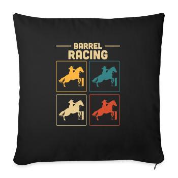 Retro Western Barrel Vintage Horse Lover Barrel Ra - Sofakissenbezug 45 x 45 cm - Schwarz - Vorne