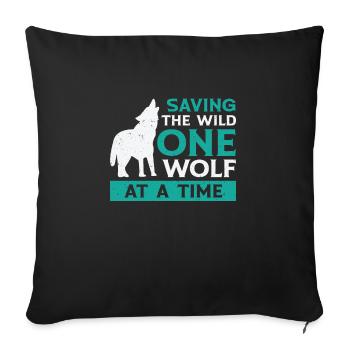 World Wildlife Day Wolf Art Wildlife Conservation - Sofa pillowcase 17,3'' x 17,3'' (45 x 45 cm) - black - Front