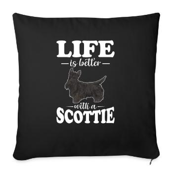 Scottish Terrier Scottie Hund - Sofakissenbezug 45 x 45 cm - Schwarz - Vorne