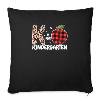 K ist für Kindergarten Apfel-Lehrer zurück - Sofakissenbezug 45 x 45 cm - Schwarz - Vorne