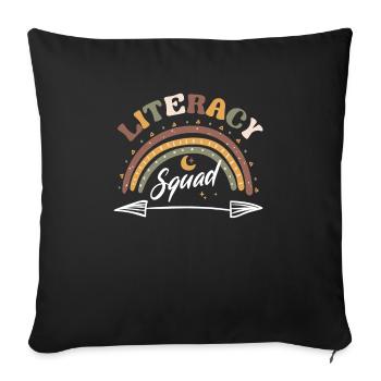 Escouade d’alphabétisation Enseignante en lecture Intervenante - Housse de coussin décorative 45 x 45 cm - noir - Devant