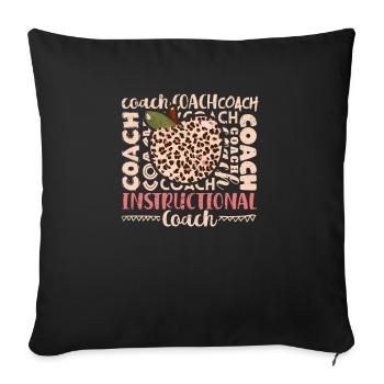 Bleached Leopard Teaching Trainer Typography Teacher - Sofa pillowcase 17,3'' x 17,3'' (45 x 45 cm) - black - Front