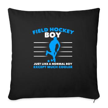 Marquer un garçon de hockey sur gazon comme une norme - Housse de coussin décorative 45 x 45 cm - noir - Devant