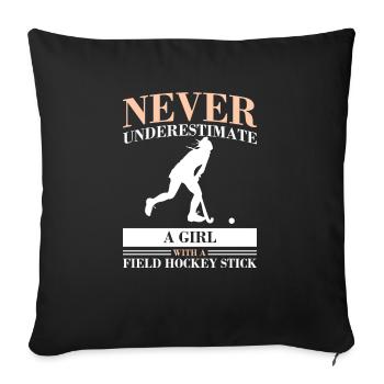 Girl With A Field Hockey Stick Defender Scoring Pl - Sofa pillowcase 17,3'' x 17,3'' (45 x 45 cm) - black - Front