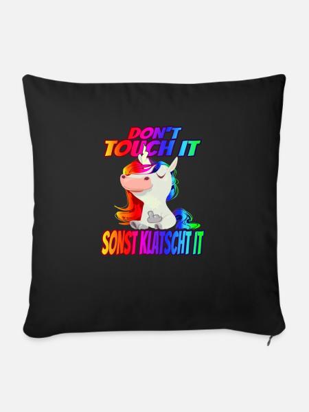 Don't Touch it sonst Klatscht it - Regenbogen - Sofakissenbezug 45 x 45 cm - Schwarz