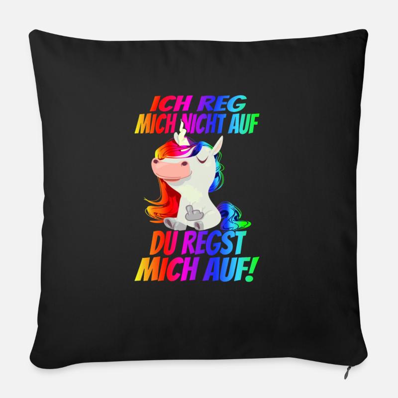Ich reg mich nicht auf sondern Du! Regenbogen - Sofakissenbezug 45 x 45 cm - Schwarz