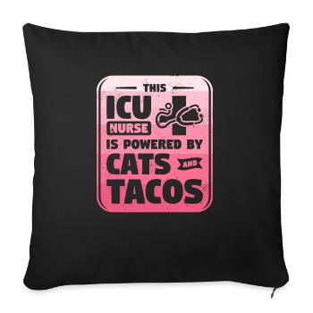This ICU Nurse Is Powered By Cats And Tacos CCRN - Sofa pillowcase 17,3'' x 17,3'' (45 x 45 cm) - black - Front