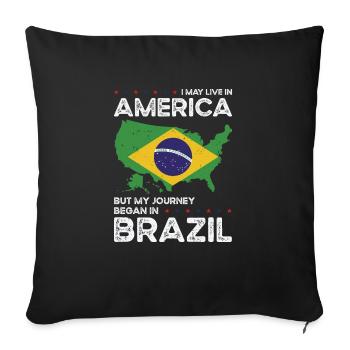 Né: Brésil, Brésil, Américain, États-Unis - Housse de coussin décorative 45 x 45 cm - noir - Devant