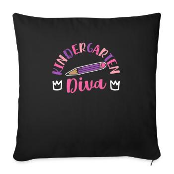 Girls Kindergarten Diva First Day of Kindergarten - Sofa pillowcase 17,3'' x 17,3'' (45 x 45 cm) - black - Front