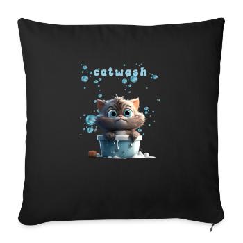 Drôle de chat Motif Chat Chat Chat Chat Lingerie - Housse de coussin décorative 45 x 45 cm - noir - Devant