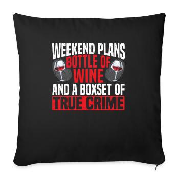 True Crime Documentaire Mystère Podcast Wine Lover - Housse de coussin décorative 45 x 45 cm - noir - Devant