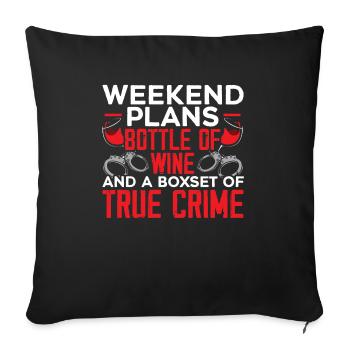True Crime Documentaire Mystère Podcast Wine Lover - Housse de coussin décorative 45 x 45 cm - noir - Devant