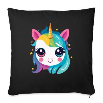 A rainbow unicorn - Sofa pillowcase 17,3'' x 17,3'' (45 x 45 cm) - black - Front